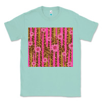 Seafoam glitter pink stripe leopard pattern with flowers Classic Tee - TumblerDesignByShophia