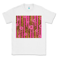 White glitter pink stripe leopard pattern with flowers Classic Tee - TumblerDesignByShophia