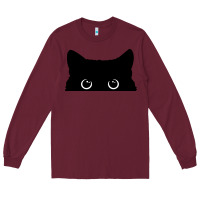 Burgundy Peeking Cat Long Sleeve Tee - maiPhamDesign