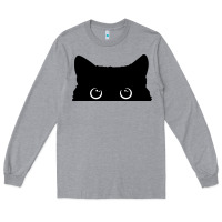 Heather Grey Peeking Cat Long Sleeve Tee - maiPhamDesign