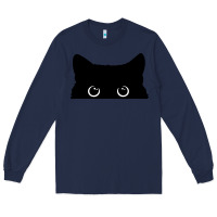 Navy Peeking Cat Long Sleeve Tee - maiPhamDesign