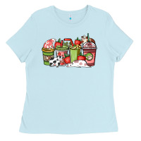 Baby Blue Cow and strawberry coffee cups Ladies Tee - HowdyJamesFarm