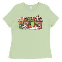 Matcha Cow and strawberry coffee cups Ladies Tee - HowdyJamesFarm