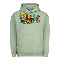 Pigment Oil Green love western cow Urban Hoodie - JahusDesignShop