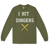 Army Green i hit dingers baseball Long Sleeve Tee - maiPhamDesign