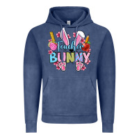 Vintage Denim Easter Teacher bunny Vintage Hoodie - OliviaCreatesArt