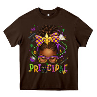 Mardi Gras Principal Afro Messy Bun Heavy Core Tee | Teevron
