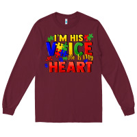 Burgundy I'm his voice he is my heart Long Sleeve Tee - FaDigitalArtStudio