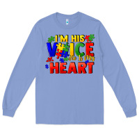 Colony Blue I'm his voice he is my heart Long Sleeve Tee - FaDigitalArtStudio