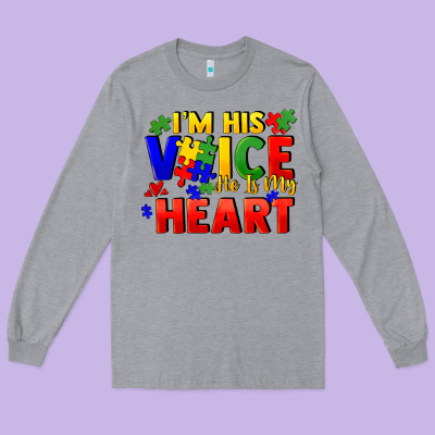 I'm His Voice He Is My Heart Long Sleeve Tee Designed By Fadigitalartstudio