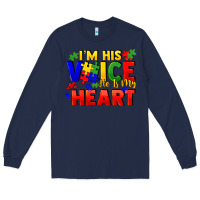 Navy I'm his voice he is my heart Long Sleeve Tee - FaDigitalArtStudio
