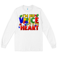 White I'm his voice he is my heart Long Sleeve Tee - FaDigitalArtStudio
