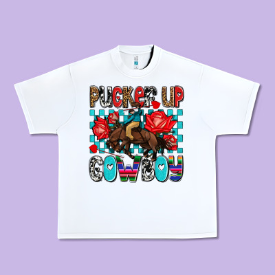 Pucker Up Cowboy Olivia Urban Heavy Tee Designed By Oliviacreatesart