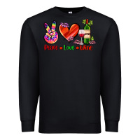 Black peace love wine Premium Sweatshirt - AdoDesignShop