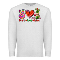 Oatmeal Heather peace love wine Premium Sweatshirt - AdoDesignShop