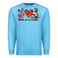 Ocean Blue peace love wine Premium Sweatshirt - AdoDesignShop