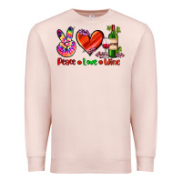 Pale Pink peace love wine Premium Sweatshirt - AdoDesignShop