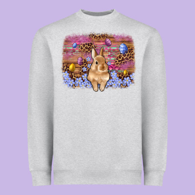 Easter Bunny Egg Leopard Background Heavyweight Sweatshirt Designed By Artiststas