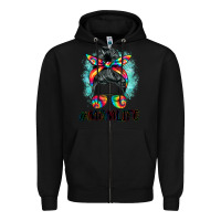 Black tie dye momlife messy bun Zipper Hoodie - BarkalooDesign
