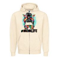 Sandshell tie dye momlife messy bun Zipper Hoodie - BarkalooDesign