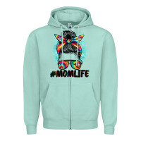 Seafoam tie dye momlife messy bun Zipper Hoodie - BarkalooDesign