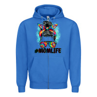 True Royal tie dye momlife messy bun Zipper Hoodie - BarkalooDesign