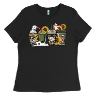 Black Cowhide coffee cups Ladies Tee - HowdyJamesFarm