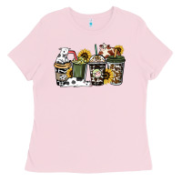 Bubblegum Pink Cowhide coffee cups Ladies Tee - HowdyJamesFarm