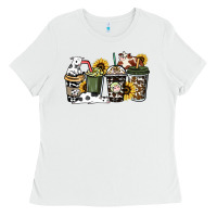 White Cowhide coffee cups Ladies Tee - HowdyJamesFarm