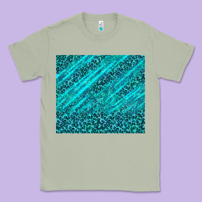 Blue Glitter With Leopard Pattern Classic Tee Designed By Tumblerdesignbyshophia