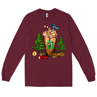 Burgundy camping cold drink frappe Long Sleeve Tee - FaDigitalArtStudio