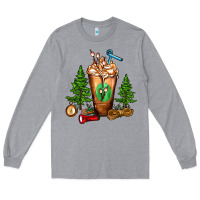Heather Grey camping cold drink frappe Long Sleeve Tee - FaDigitalArtStudio