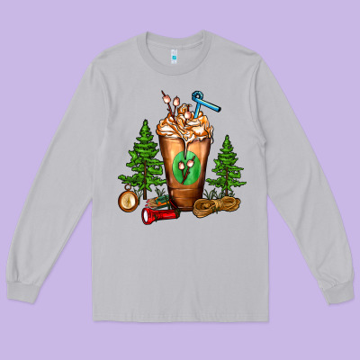 Camping Cold Drink Frappe Long Sleeve Tee Designed By Fadigitalartstudio
