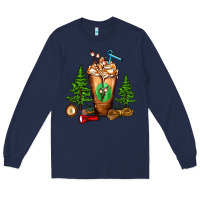 Navy camping cold drink frappe Long Sleeve Tee - FaDigitalArtStudio