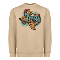 Leopard Cowhide Sunflower Texas Map Heavyweight Sweatshirt | Teevron