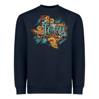 Navy leopard cowhide sunflower texas map Heavyweight Sweatshirt - Artiststas