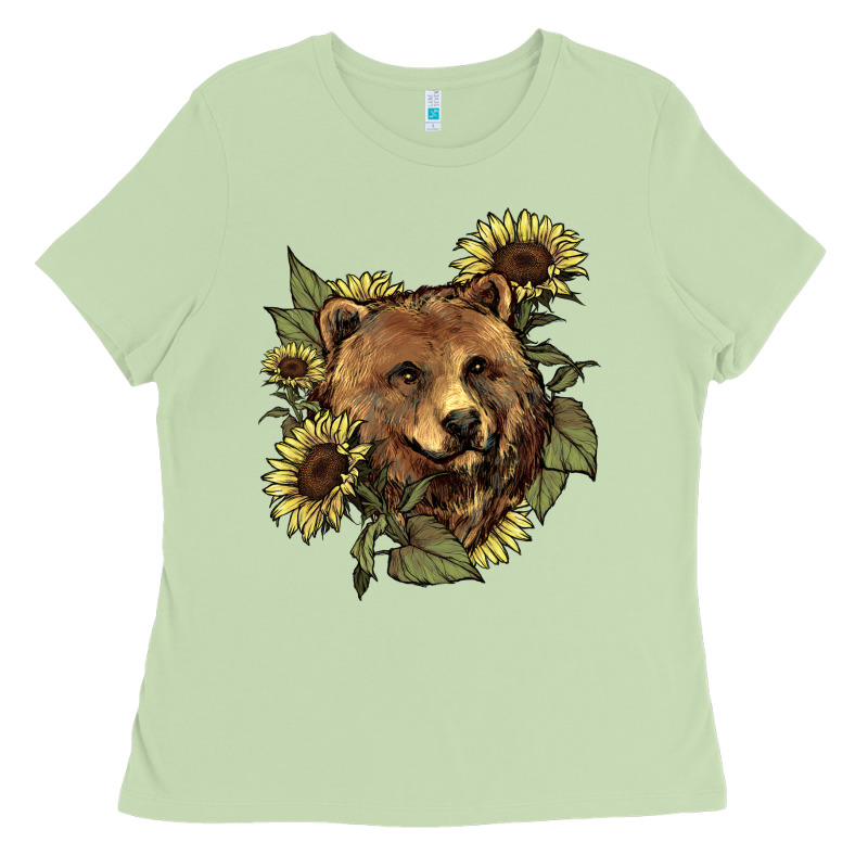 Bear Head Sunflower Ladies Tee by HowdyJamesFarm | Teevron