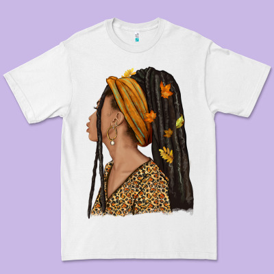 Fall Afro Woman Premium Tee Designed By Nancycooperartshop