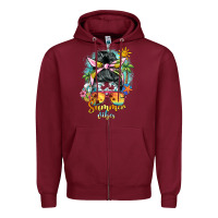 Burgundy summer vibes messy bun Zipper Hoodie - BarkalooDesign