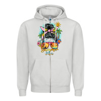 Dove Grey summer vibes messy bun Zipper Hoodie - BarkalooDesign