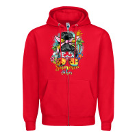 Red summer vibes messy bun Zipper Hoodie - BarkalooDesign