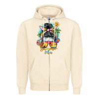 Sandshell summer vibes messy bun Zipper Hoodie - BarkalooDesign