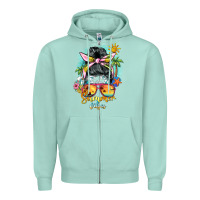 Seafoam summer vibes messy bun Zipper Hoodie - BarkalooDesign