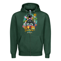 Sports Green summer vibes messy bun Zipper Hoodie - BarkalooDesign