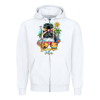 White summer vibes messy bun Zipper Hoodie - BarkalooDesign