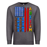 Charcoal Heather autism american flag Premium Sweatshirt - AdoDesignShop