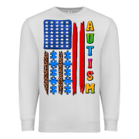Dove Grey autism american flag Premium Sweatshirt - AdoDesignShop