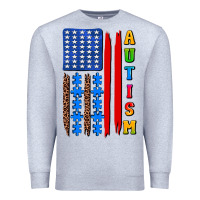 Heather Grey autism american flag Premium Sweatshirt - AdoDesignShop
