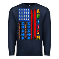 Navy autism american flag Premium Sweatshirt - AdoDesignShop