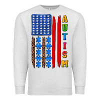 Oatmeal Heather autism american flag Premium Sweatshirt - AdoDesignShop